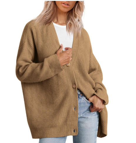 Cardigan de malha solto com decote em V – Zyva Store – foto 9