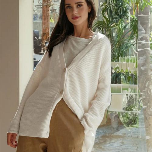 Cardigan de malha solto com decote em V – Zyva Store – foto 1