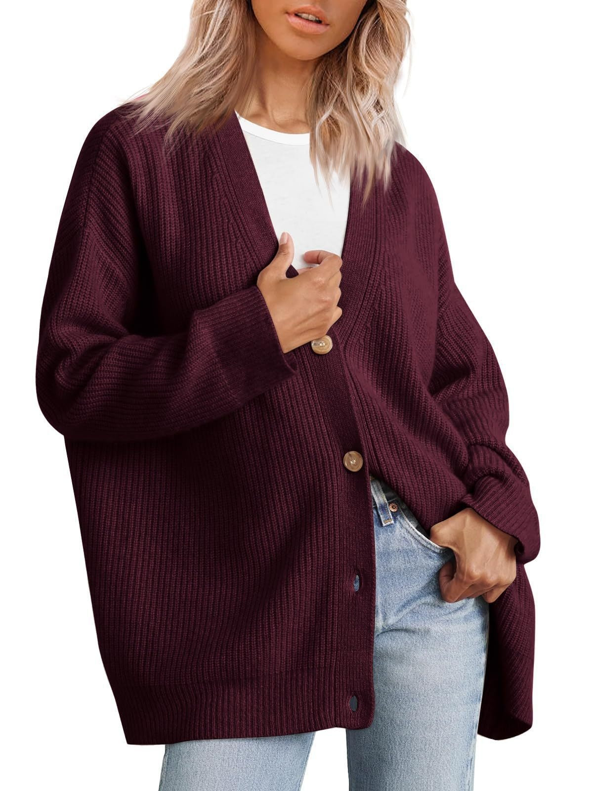 Cardigan de malha solto com decote em V – Zyva Store – foto 10
