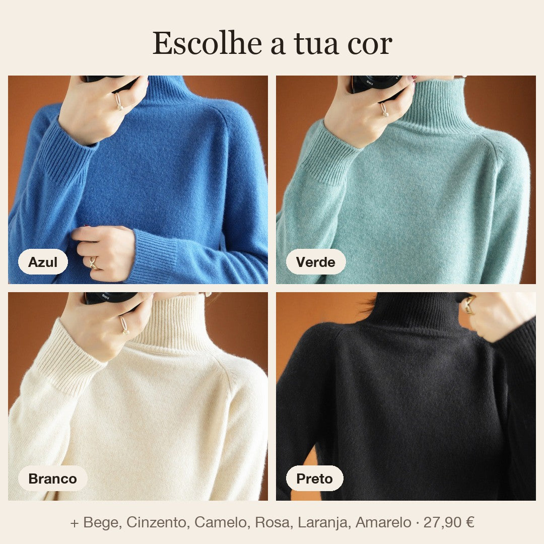 Camisola de malha grossa com gola alta – cores disponíveis