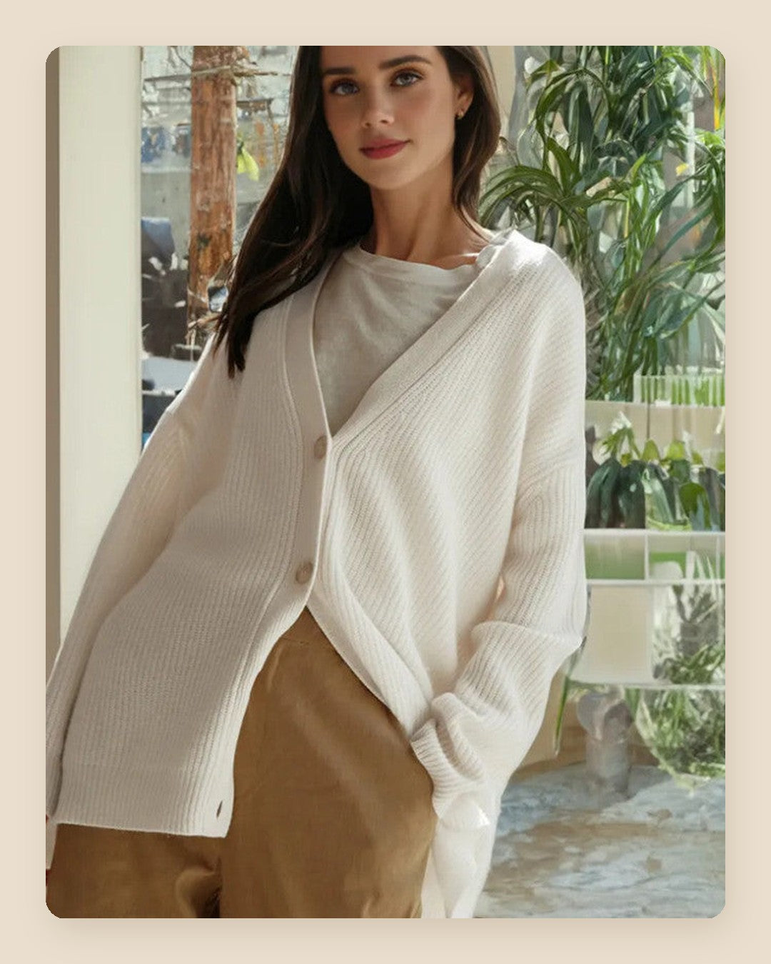 Cardigan de malha marfim – Zyva Store